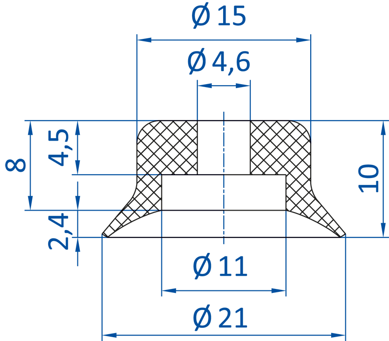 Размеры плоской вакуумной присоски FIPA серии SFU-A  102.020.041